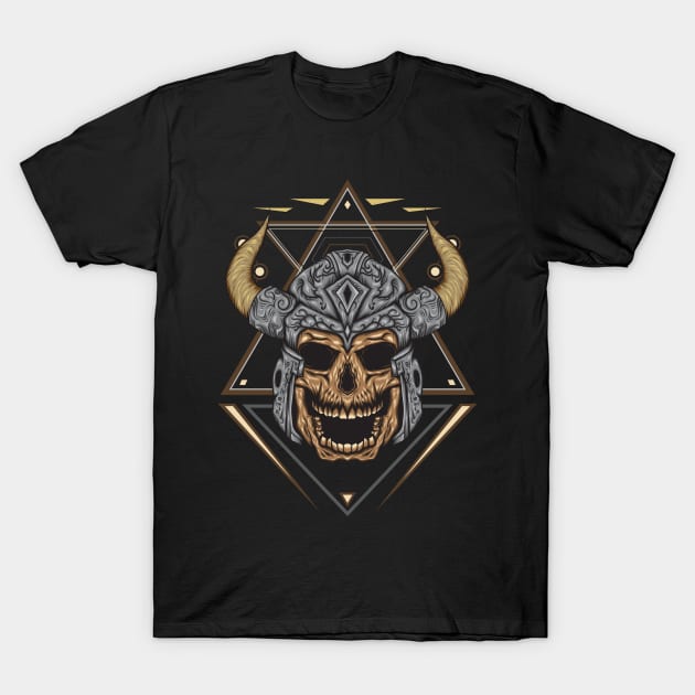 Illustration of Viking skull with sacred geometry T-Shirt by AGORA studio